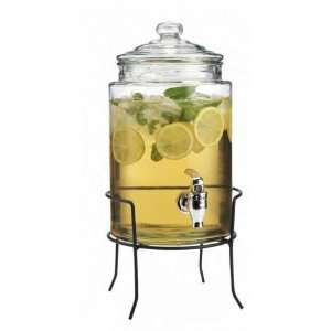  Glass Cylinder Beverage Dispenser On Rack: Home & Kitchen