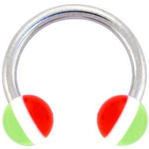  Green White Red STRIPED Horse Shoe Circular Barbell 
