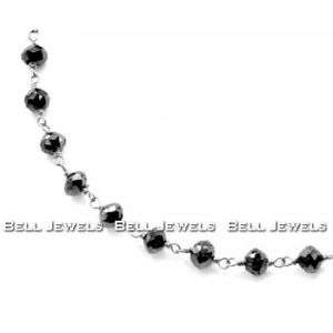 18.00ct FANCY FACETED BLACK DIAMOND BEADS BY THE YARD NECKLACE 14k 
