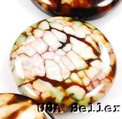 24mm Natural Brown Dragon Agate Coin Beads 13.5(AG89)  