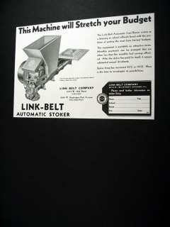 Link Belt Automatic Coal Burner Stoker 1934 print Ad  