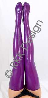 DEEP PURPLE Latex Rubber Thigh High Stockings S   XL  