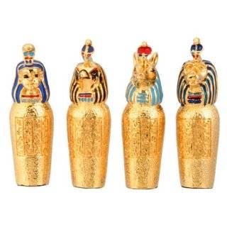 Pewter Egyptian Canopic Jars (Gpp, Set Of 4) Collectible Egypt Statue