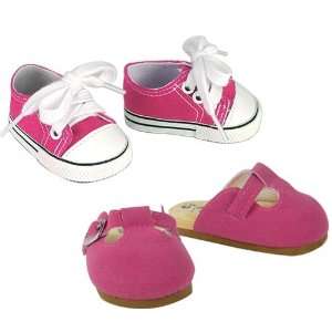  18 Inch Doll Casual Shoes Set, Pink Canvas Sneakers and 