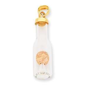    14k Two tone 3 D Mini Penny in Glass Bottle Pendant Jewelry