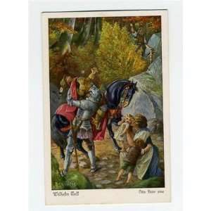  Wilhelm Tell Postcard Knight with Woman & Children by Otto 