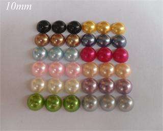 100x Mixed Colors 10mm Half Pearls Beads Flatback Round Scrapbooking 