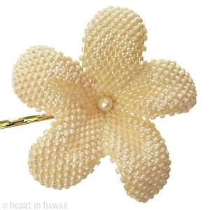   Plumeria Flower   Classic Ivory   beaded flower bobby pin: Beauty