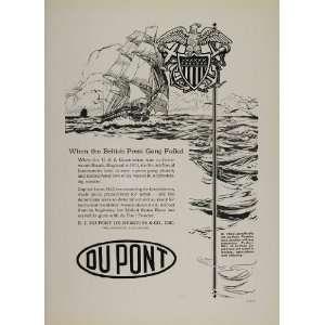 1924 Du Pont Ad USS Constitution British Press Gang   Original Print 