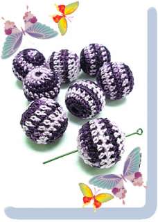 Knitting wool yarn round beads Purple 20mm 5PCS (4 6 02)  