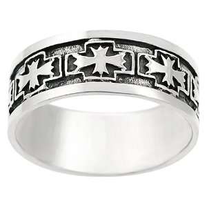  [AZ] Sterling Silver Mens Maltese Cross Ring Jewelry