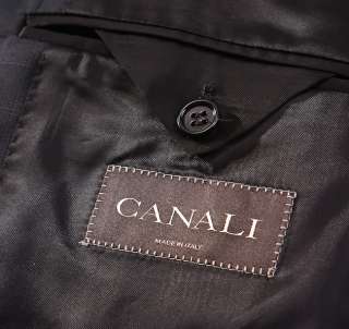 New $1395 CANALI Black Subtle Check Side Vent Wool Sport Coat 42 44 L 