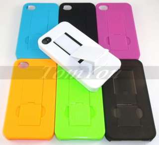 White Freely Holder Stand Stander Hard Skin Case Cover For iPhone 4G 