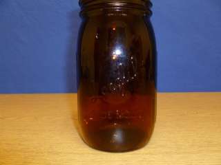 Vintage Longlife 1 Qt Wide Mouth Dark Amber Sprouting Jar I85  