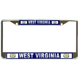   Wv Name State Flag Chrome Metal License Plate Frame Holder: Automotive