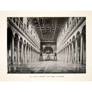  1906 Print St. Pauls Basilica Cathedral Interior Roman Catholic 