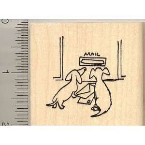   : Puppies Waiting for Mail Rubber Stamp   Wood: Arts, Crafts & Sewing