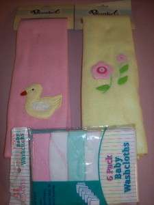 Fleece Baby Blanket & Wash Cloth Set pink flower duck  