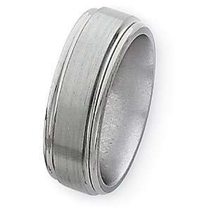 Chisel Grooved Edge Brushed and Polished Titanium Ring (8.0 mm)   Size 