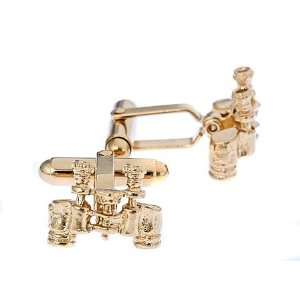 Gold plated binocular cufflinks with presentation case. Made in the 