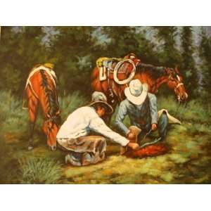  12X16 inch Figure Cowboy Canvas Art Repro Cowboys at 