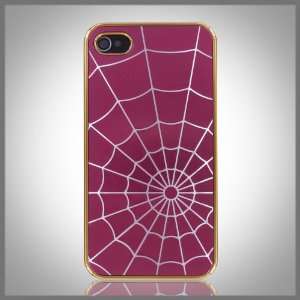  Burgundy Red Spiderweb on Gold Laser Etched metal 
