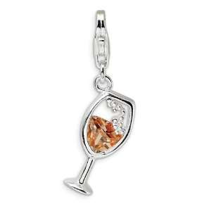  Sterling Silver Open Champaign Glass with Lobster Clasp 