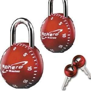 Lock 2076DAST Sphero Combination Locks with Key Access in Red 2 locks 
