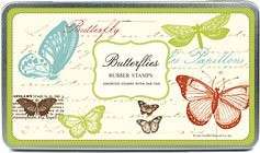 Vintage Butterfly Rubber Stamps Set by Cavallini & Co.  