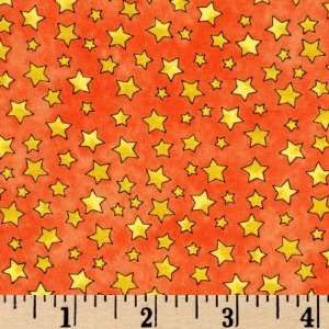   Kids Twinkle Stars Tangerine Fabric By The Yard: Arts, Crafts & Sewing