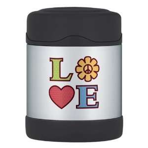  Food Jar LOVE with Sunflower Peace Symbol and Heart 