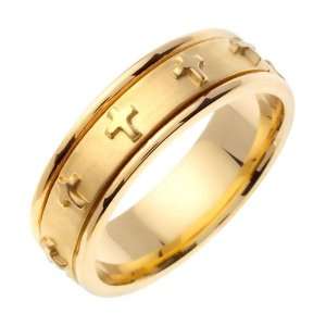   Gold comfort fit Flat Surface Christian Mens Wedding Band: Jewelry