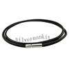 Men Black Real Leather Stainless Steel Necklace 22  