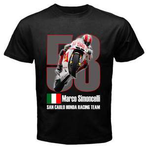 RIP MARCO SIMONCELLI Real Fighter Moto GP Rider Mens Black T Shirt 