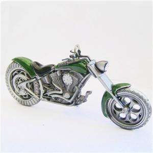 3D Chopper Motorcycle Belt Buckle Biker Soft tail green  