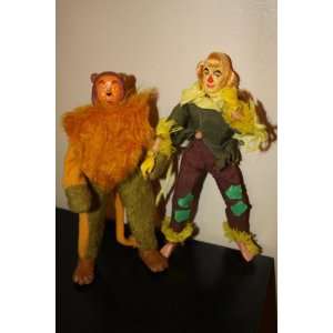 Vintage Wizard of Oz Collectible Cowardly Lion and Scarecrow Poseable 