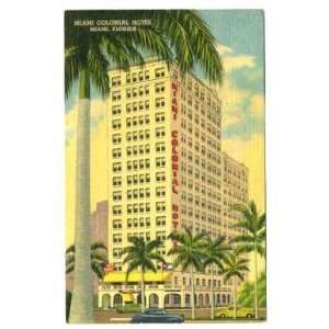  Miami Colonial Hotel Linen Postcard Florida 1955 