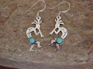 Sterling Silver Kokopelli Turquoise Dangle Earrings!  