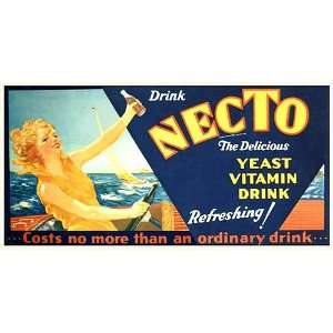 1920s Necto Soft Drink Vintage Beverage Antique Advertising Poster 