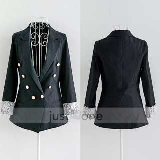 Women Fashion Office Lady chic Lace Cuffs Blazer Slim Suit Jacket Coat 