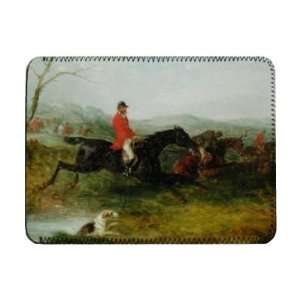 Foxhunting Clearing a Brook (oil on   iPad Cover (Protective Sleeve 