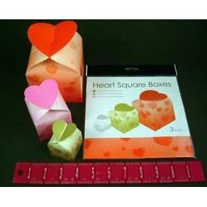  Heart Square Decorative Boxes, Set of 3
