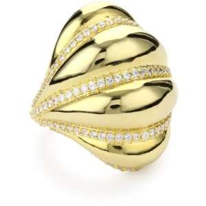  Joanna Laura Constantine Dome Micro Pave Gold Ring, Size 8 