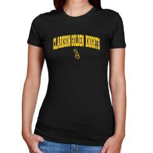 Clarkson Golden Knights Ladies Black Logo Arch Slim Fit T shirt
