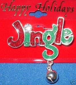 Happy Holiday Christmas Jingle Bells Dangle Brooch 6586  