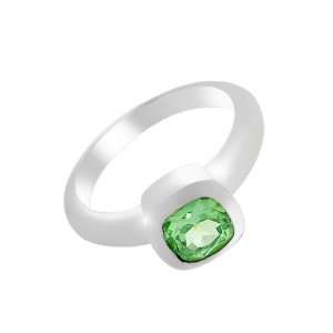  Silver Synth. Green Spinel Ring Size 6 Jewelry