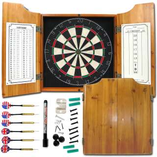 Solid Wood Dart Cabinet Set   Pro Style Board and Darts 844296018635 