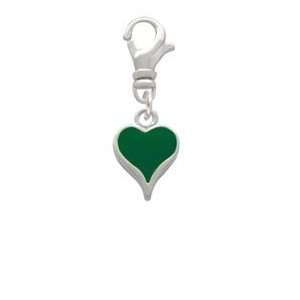  Small Long Green Heart Clip On Charm Arts, Crafts 
