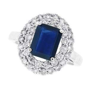   Genuine Sapphire Ring with Diamonds in 10kt White Gold (AB Quality) 6