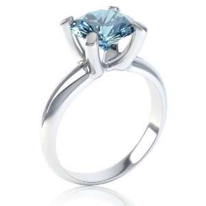   Silver 12.2Ct Sky Blue Topaz Round Ring 6.5 Jian London Jewelry